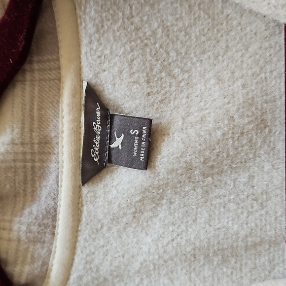 Eddie Bauer Beige Quarter Zip Sweatshirt Size S EUC - Picture 4 of 6